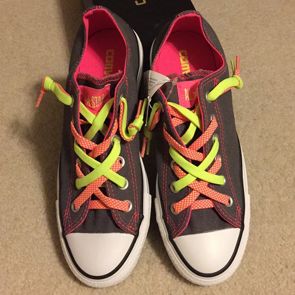 NWT Converse Charcoal Neon Sneakers US 7 EUR 37.5
